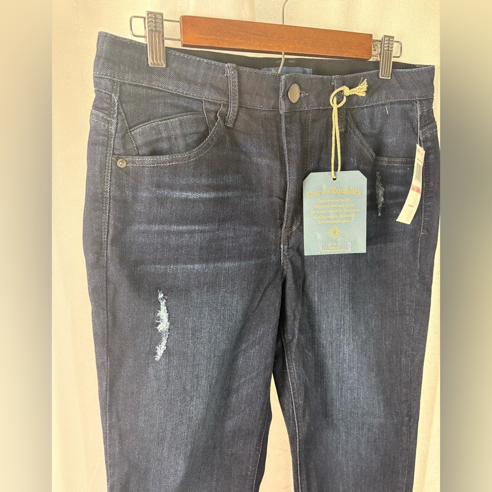 Democracy Ab Solutions High Rise Ankle Distressed Denim Jean size 10P Petite NWT - Picture 2 of 11